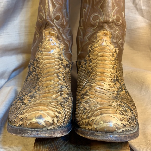 Justin Boots Shoes Justin Leatherreal Snake Skin Cowboy Boots Gc